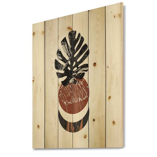 Designart - Abstact Minimal Sun, Moon & Tropical Palm Leaf II